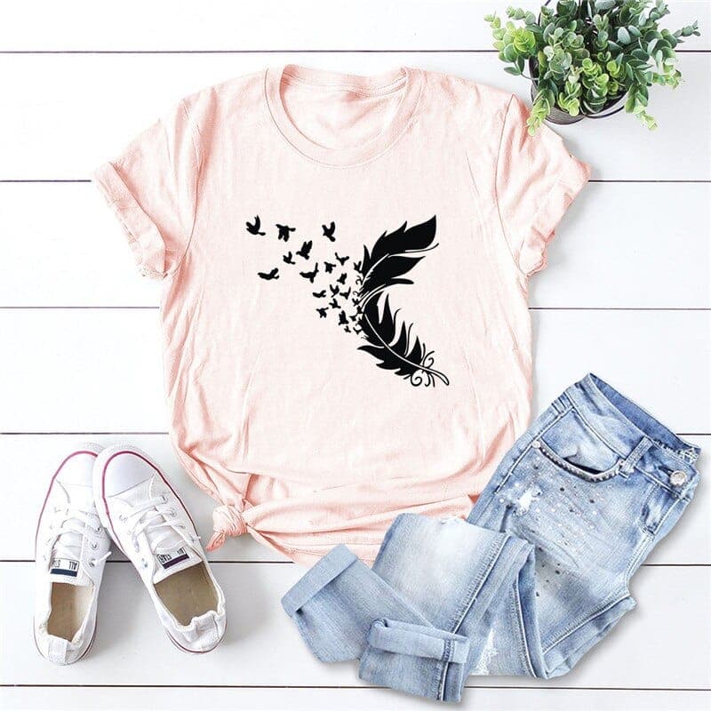 Feather & Birds O-Neck Tee Buddhatrends