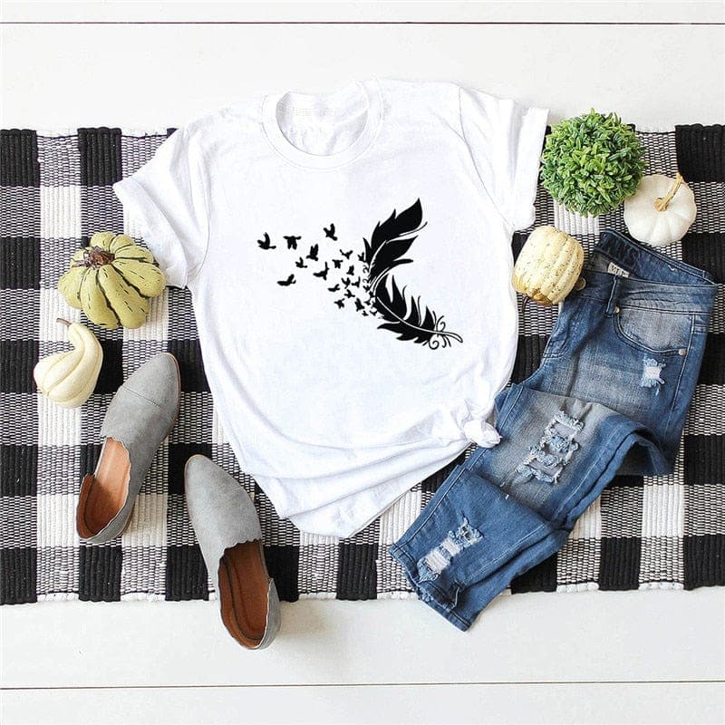 Feather & Birds O-Neck Tee Buddhatrends