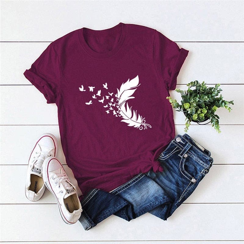 Feather & Birds O-Neck Tee Buddhatrends