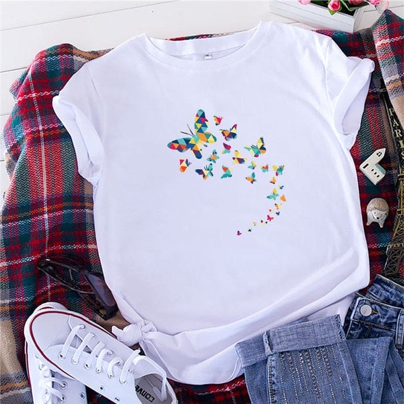 Kaleidoscope Flying Butterflies Tee Buddhatrends