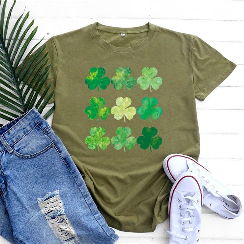 3 Leaves Clover O-Neck T-Shirt dylinoshop