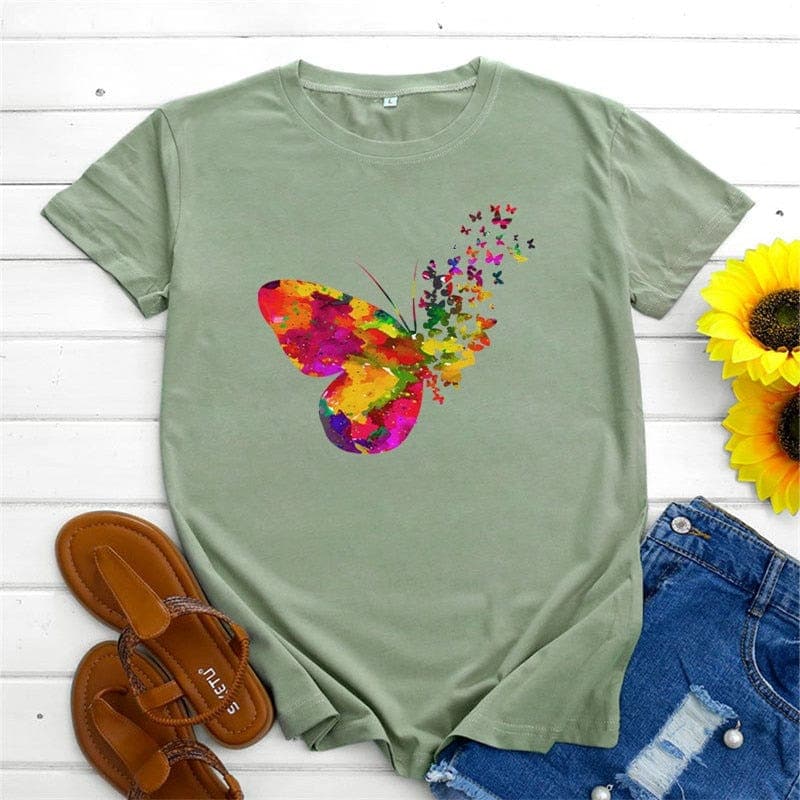 Watercolour Butterfly Graphic Tee Buddhatrends