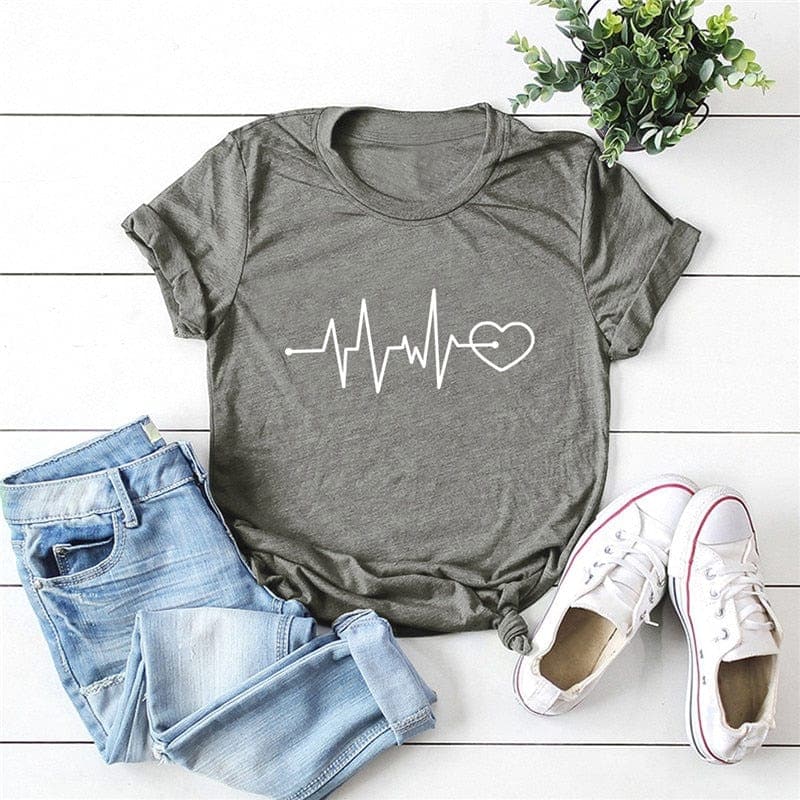 Heart Pulse Graphic Tee Buddhatrends