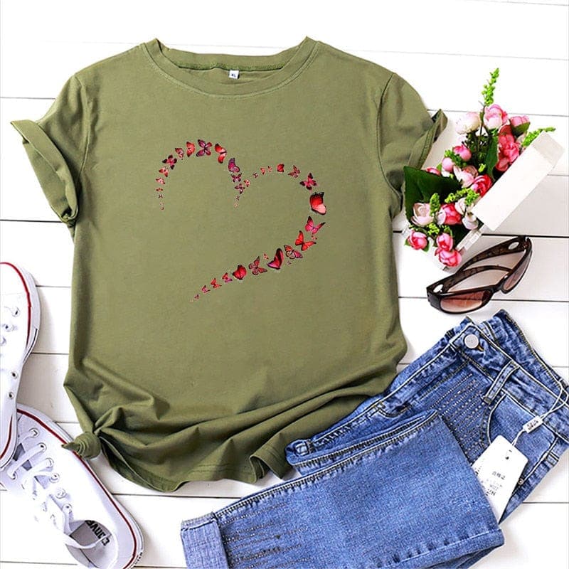 Butterfly Kaleidoscope Forming Heart T-Shirt Buddhatrends