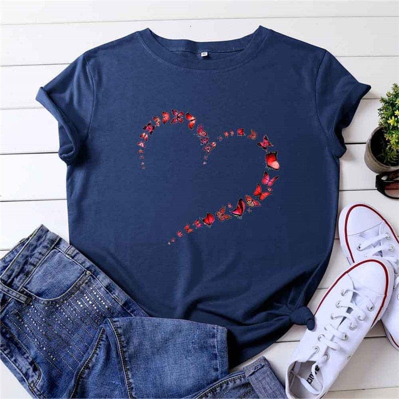 Butterfly Kaleidoscope Forming Heart T-Shirt Buddhatrends