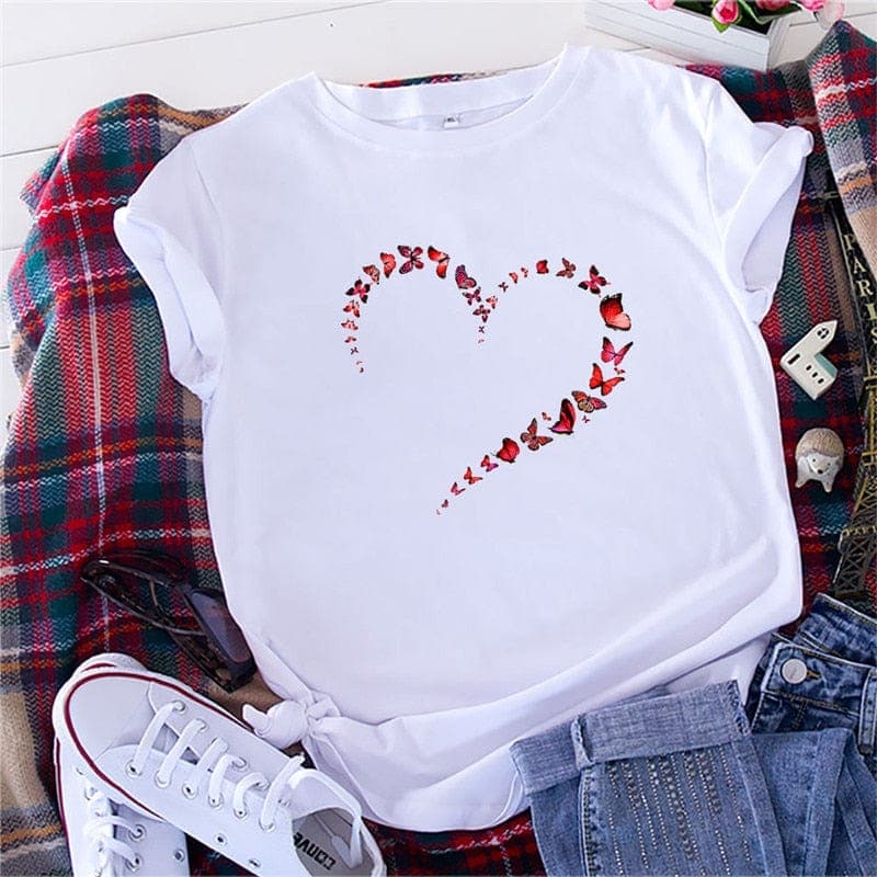 Butterfly Kaleidoscope Forming Heart T-Shirt Buddhatrends