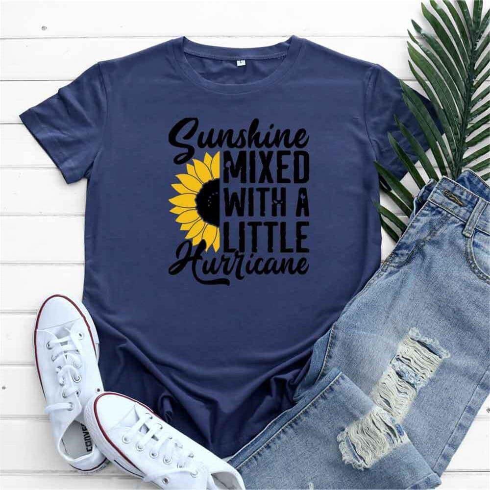 Sunshine & Hurricane Graphic Cotton T-shirts Buddhatrends