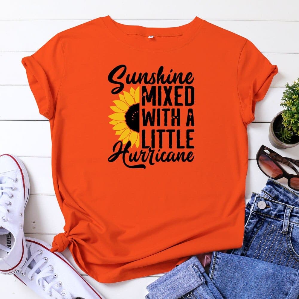 Sunshine & Hurricane Graphic Cotton T-shirts Buddhatrends