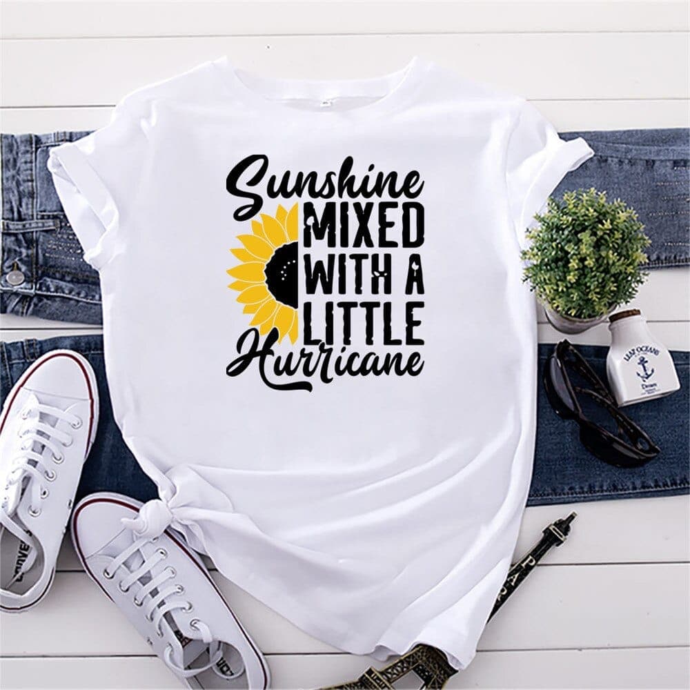 Sunshine & Hurricane Graphic Cotton T-shirts Buddhatrends