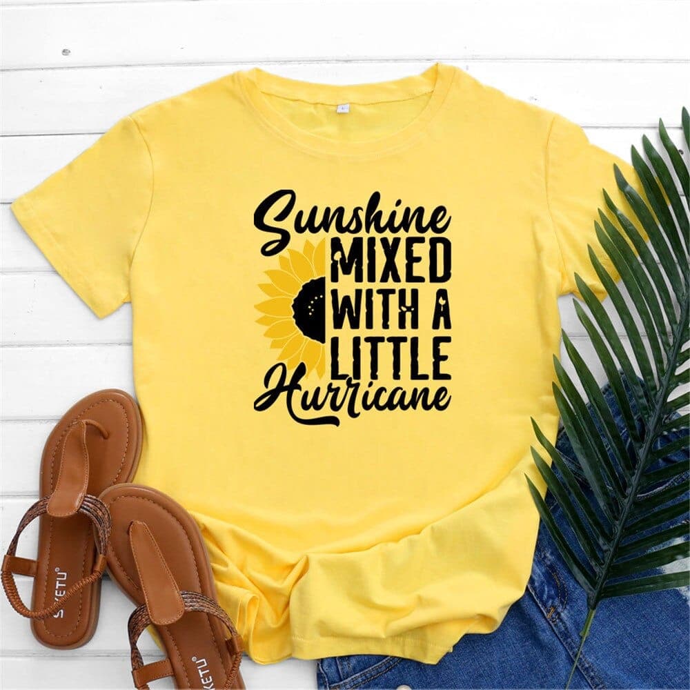 Sunshine & Hurricane Graphic Cotton T-shirts Buddhatrends