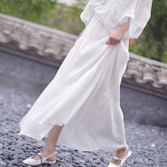 Flowy High Waist Cotton Linen Skirt Buddhatrends