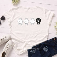 Black Sheep Cartoon O-Neck T-Shirt Buddhatrends