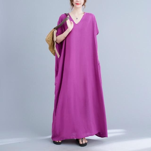 Diana Solid Kaftan Dress Buddhatrends