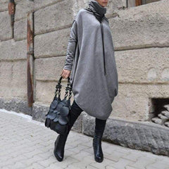 Asymmetrical Turtleneck Sweater Dress Buddhatrends