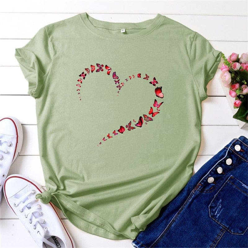 Butterfly Kaleidoscope Forming Heart T-Shirt Buddhatrends