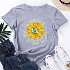 What a Wonderful World Quote Daisy T-Shirt Buddhatrends