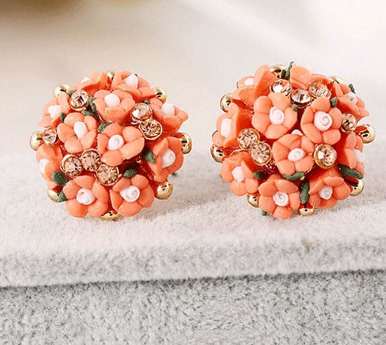 Bellina Ceramic Flowers Stud Earrings Buddhatrends