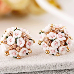 Bellina Ceramic Flowers Stud Earrings Buddhatrends