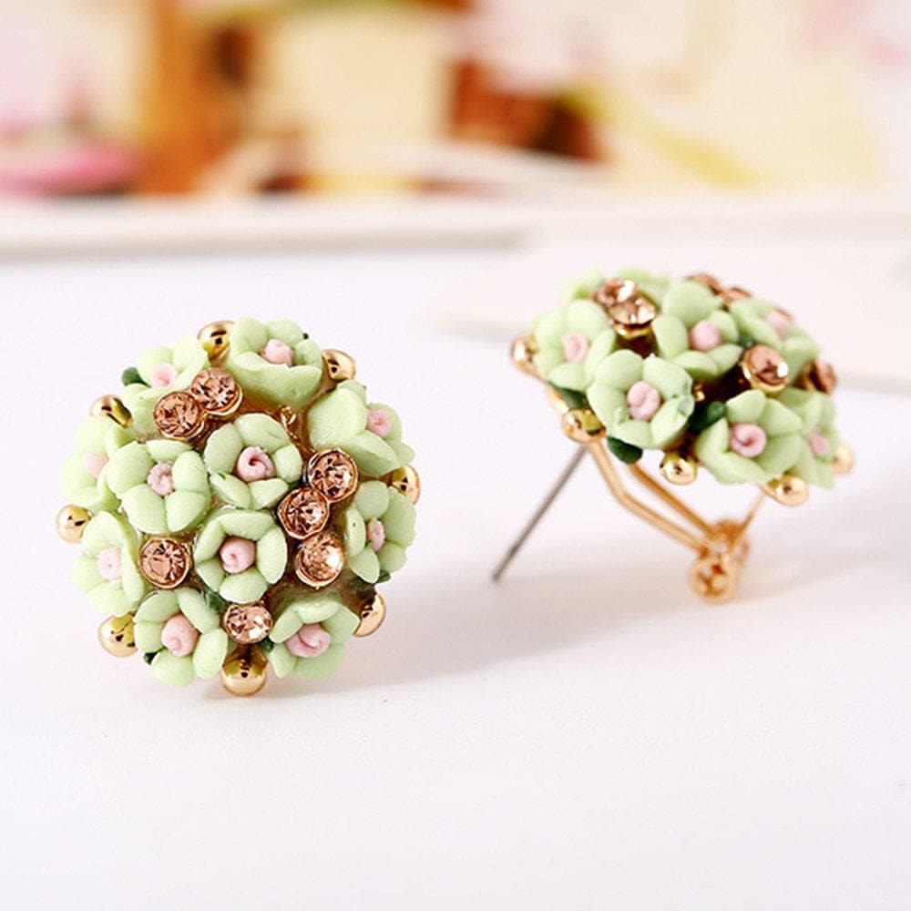 Bellina Ceramic Flowers Stud Earrings Buddhatrends