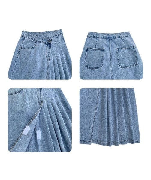 Hania Korean Style Asymmetrical Jeans Skirt Buddhatrends