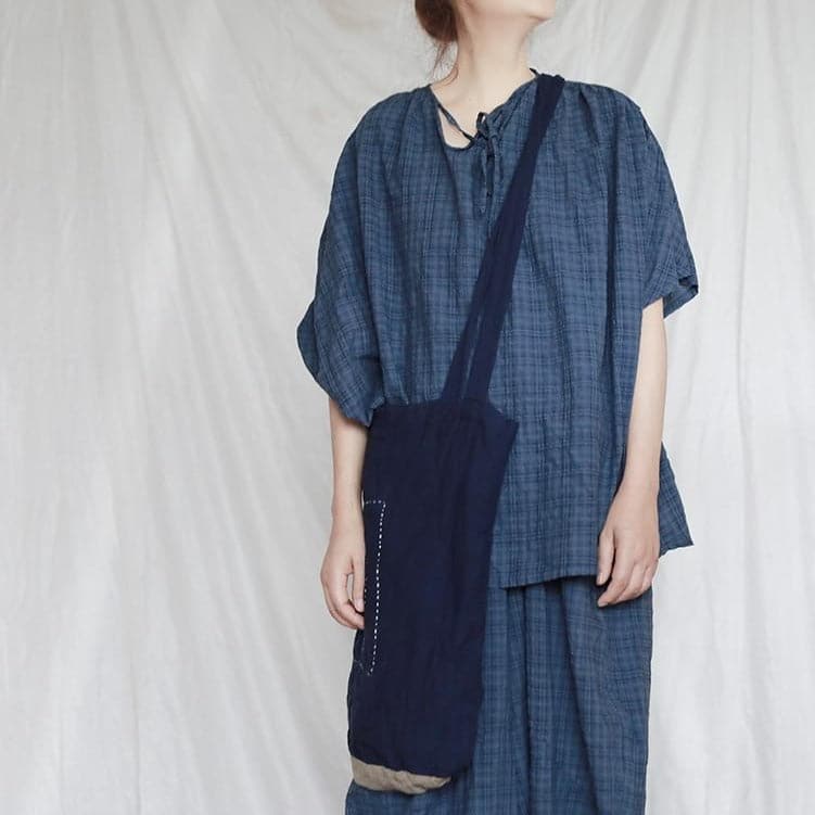 Blue Plaid Cotton Linen Pants | Lotus Buddhatrends