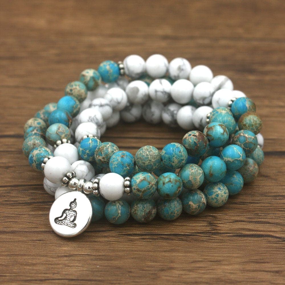 Howlite Buddhist 108 Mala Beads Buddhatrends