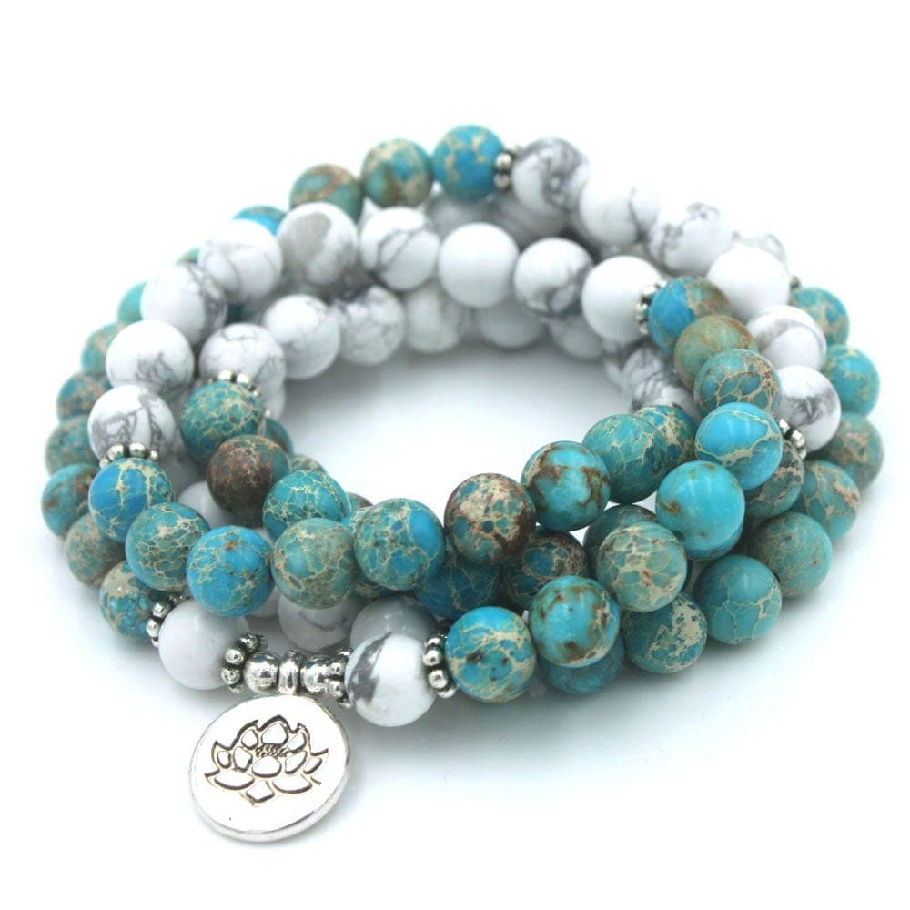 Howlite Buddhist 108 Mala Beads Buddhatrends