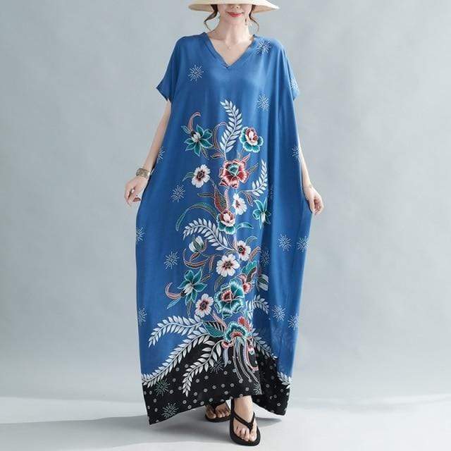 Blossom Floral Tribal Kaftan Dress Buddhatrends