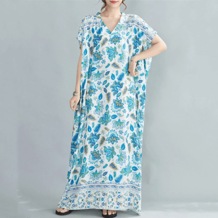 Blue Lotus Kaftan Dress Buddhatrends