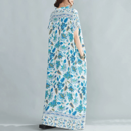 Blue Lotus Kaftan Dress Buddhatrends