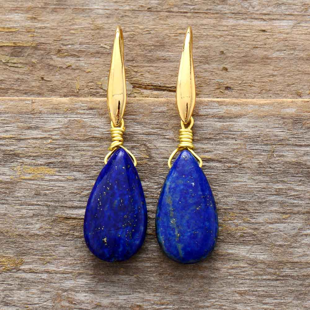 Lapis Lazuli Water Drop Earrings - Buddhatrends