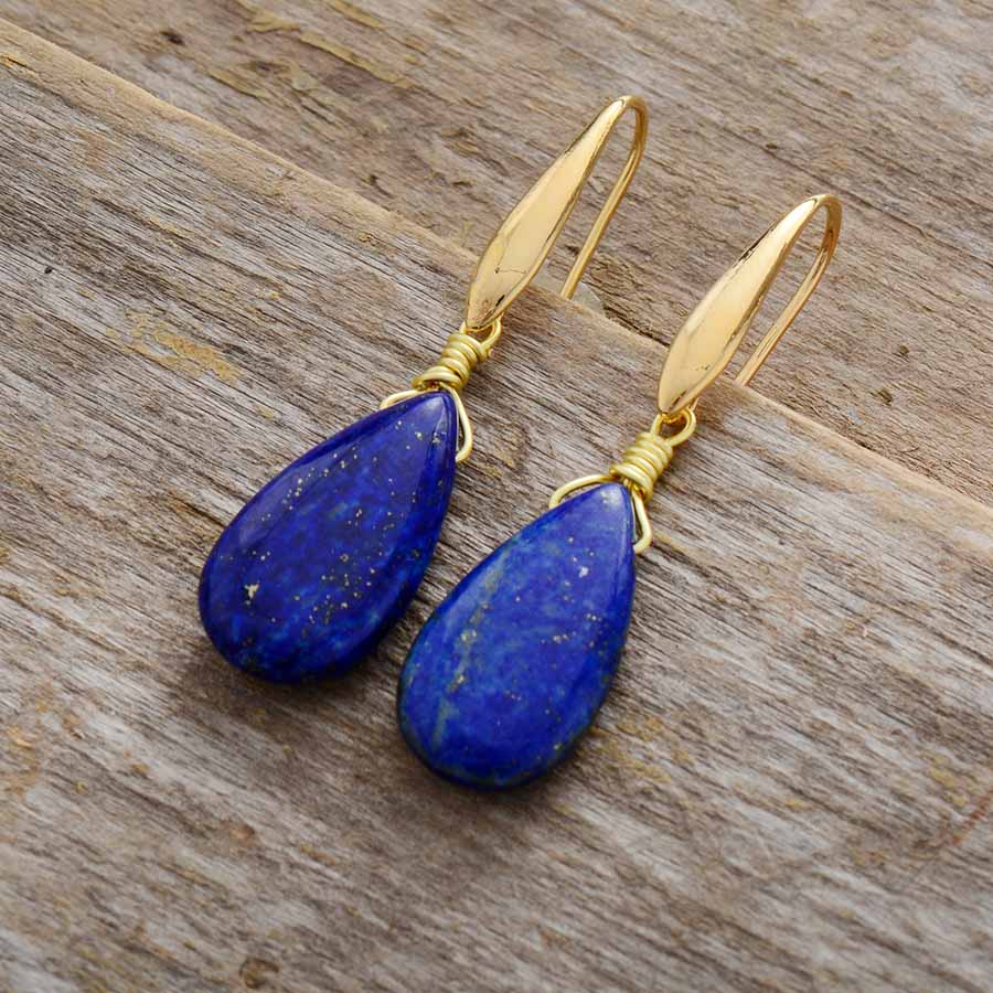 Lapis Lazuli Water Drop Earrings - Buddhatrends