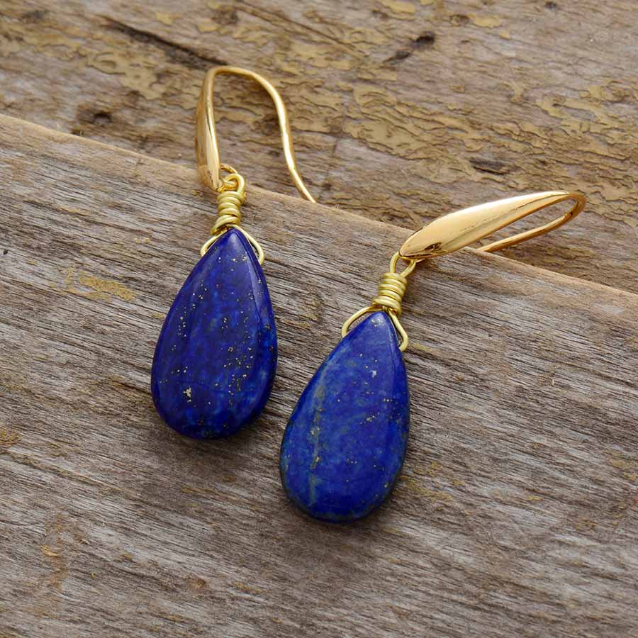 Lapis Lazuli Water Drop Earrings Buddhatrends