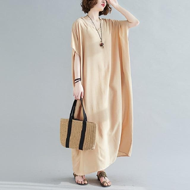 Diana Solid Kaftan Dress Buddhatrends