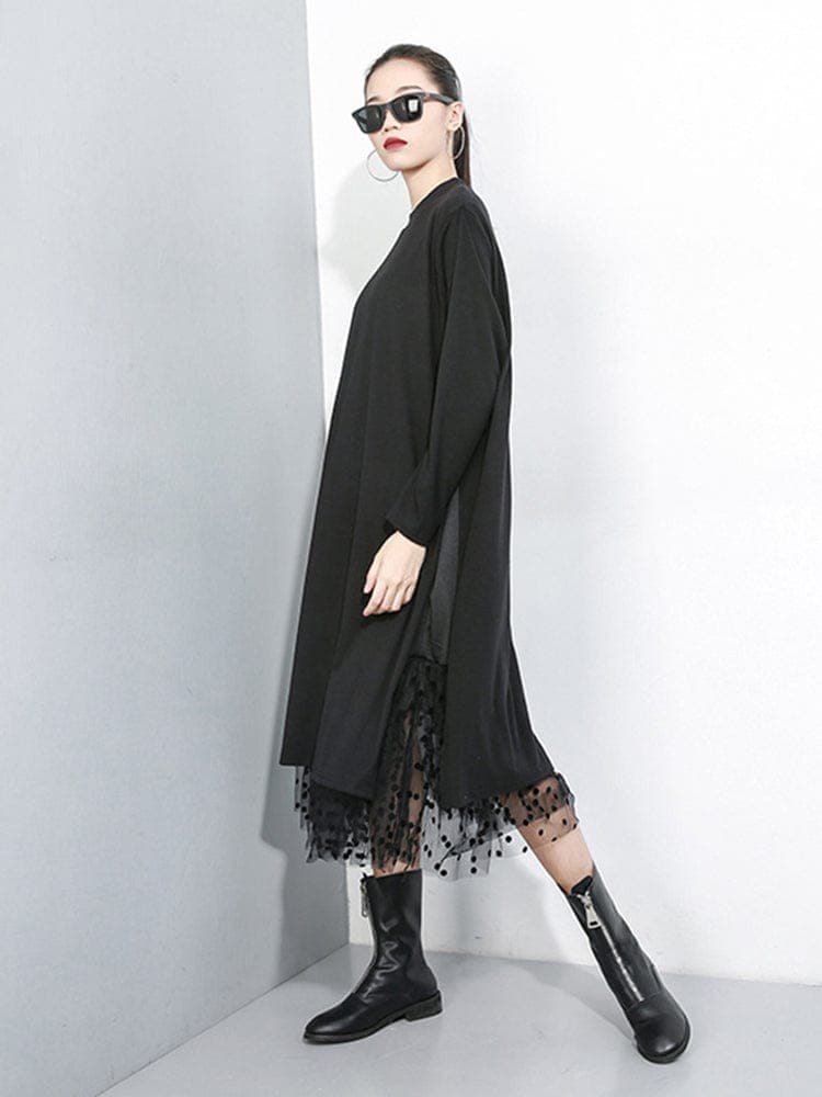 Long Sleeve Black Mesh Dress Buddhatrends