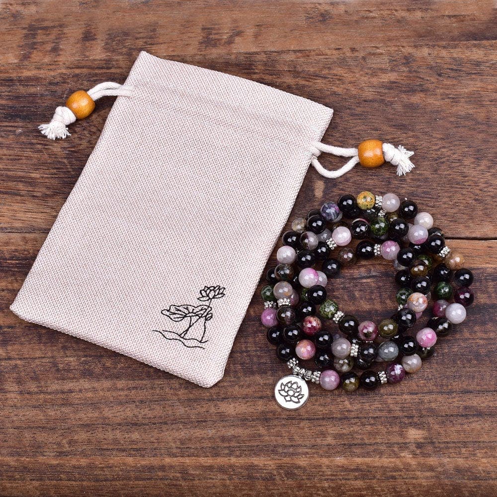 Lotus Tourmaline 108 Mala Bracelet Buddhatrends