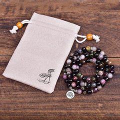 Lotus Tourmaline 108 Mala Bracelet Buddhatrends