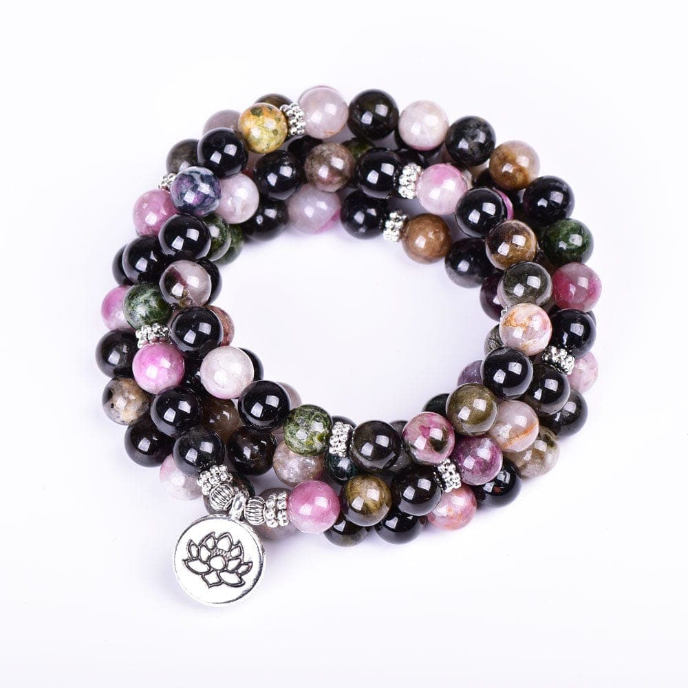 Lotus Tourmaline 108 Mala Bracelet Buddhatrends