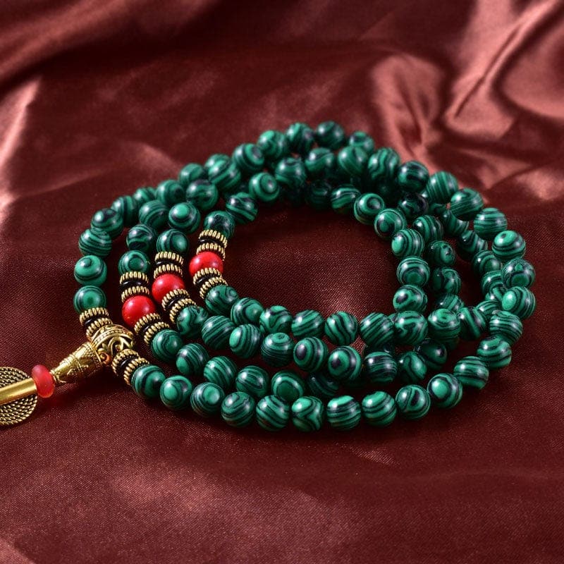 Malachite 108 Japa Mala Necklace Buddhatrends