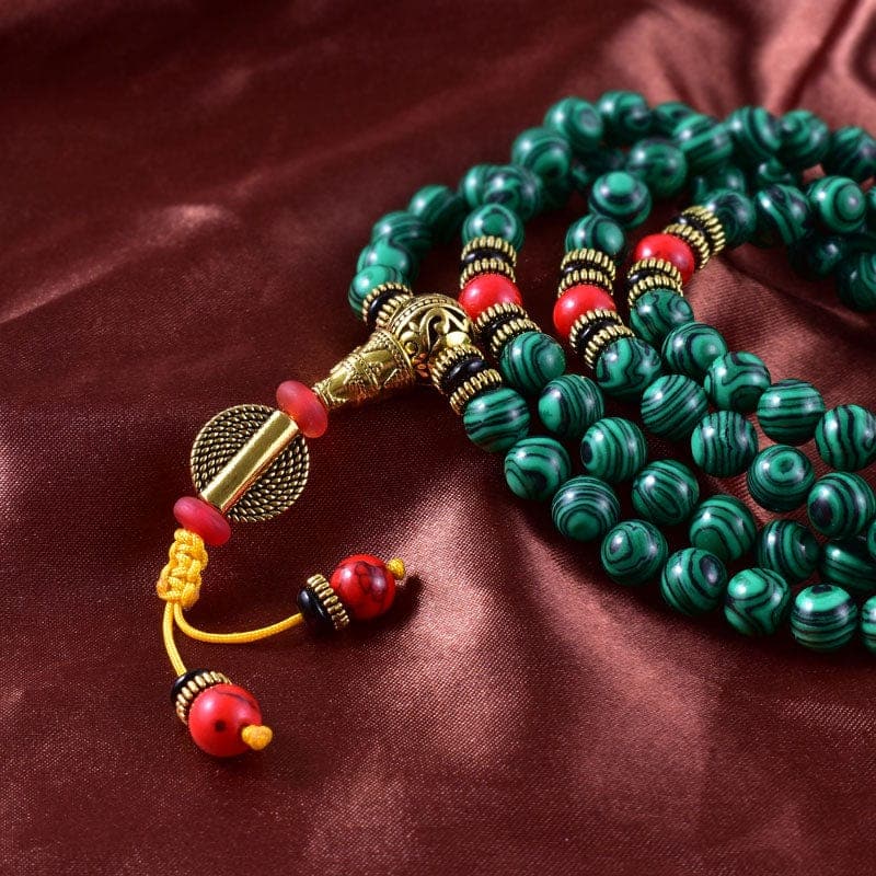 Malachite 108 Japa Mala Necklace Buddhatrends