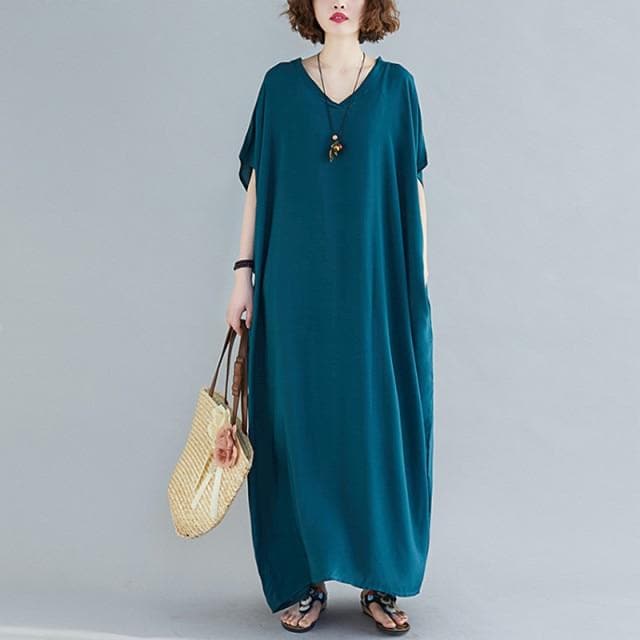 Diana Solid Kaftan Dress Buddhatrends