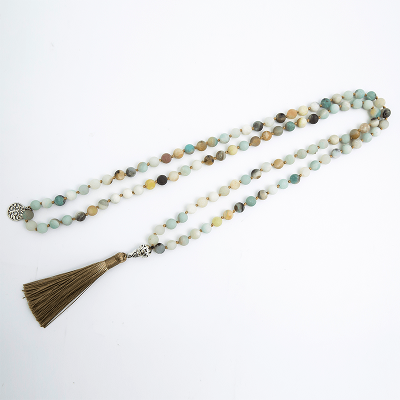 Matte Amazonite 108 Mala Beads Set Buddhatrends