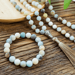 Matte Amazonite 108 Mala Beads Set Buddhatrends