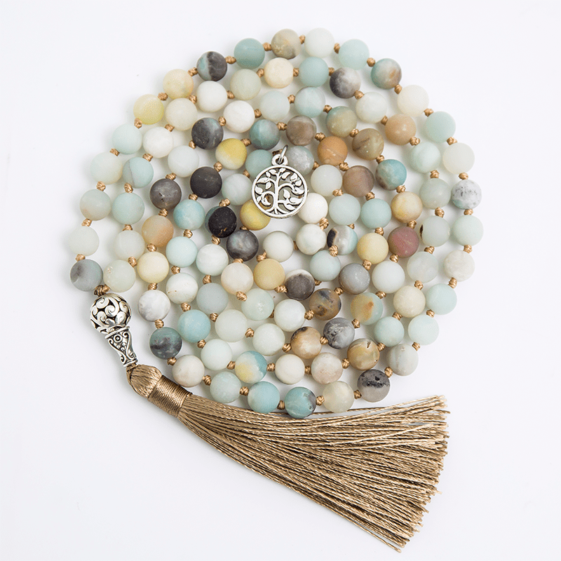 Matte Amazonite 108 Mala Beads Set Buddhatrends