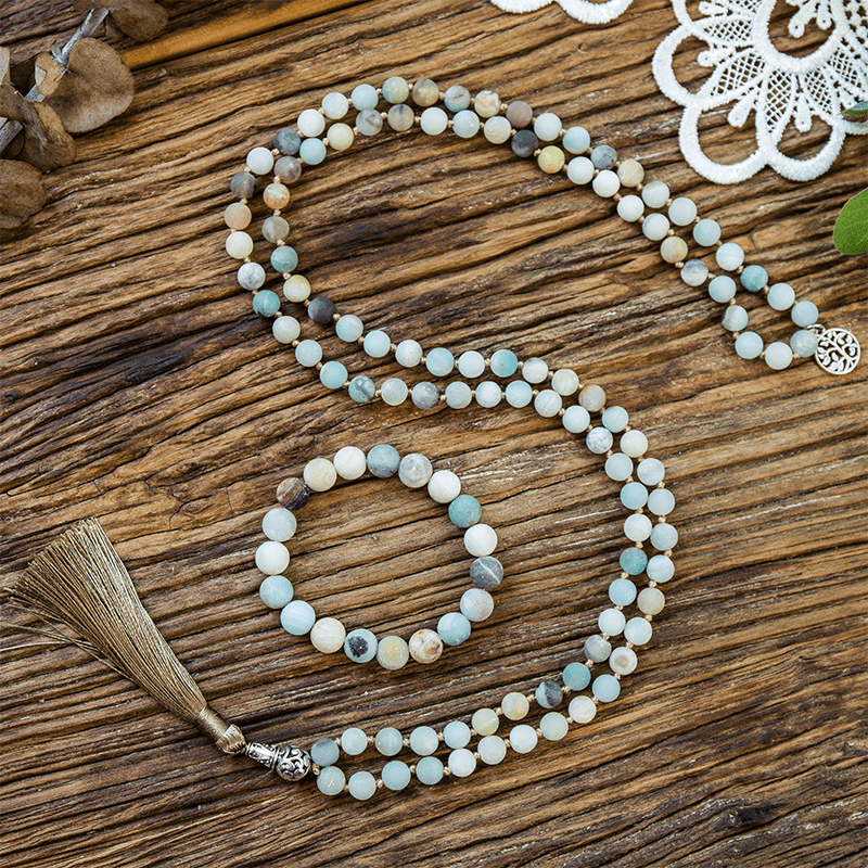 Matte Amazonite 108 Mala Beads Set Buddhatrends