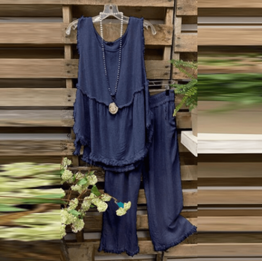 Clara Cotton Linen Tank Top + Matching Pants Buddhatrends