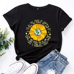 What a Wonderful World Quote Daisy T-Shirt Buddhatrends