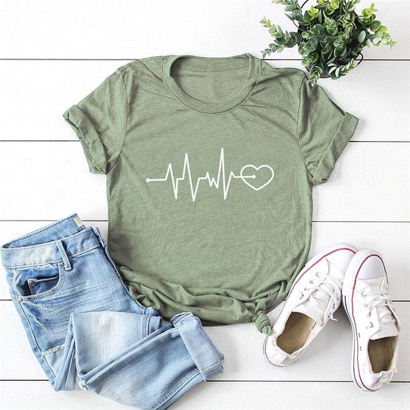 Heart Pulse Graphic Tee Buddhatrends