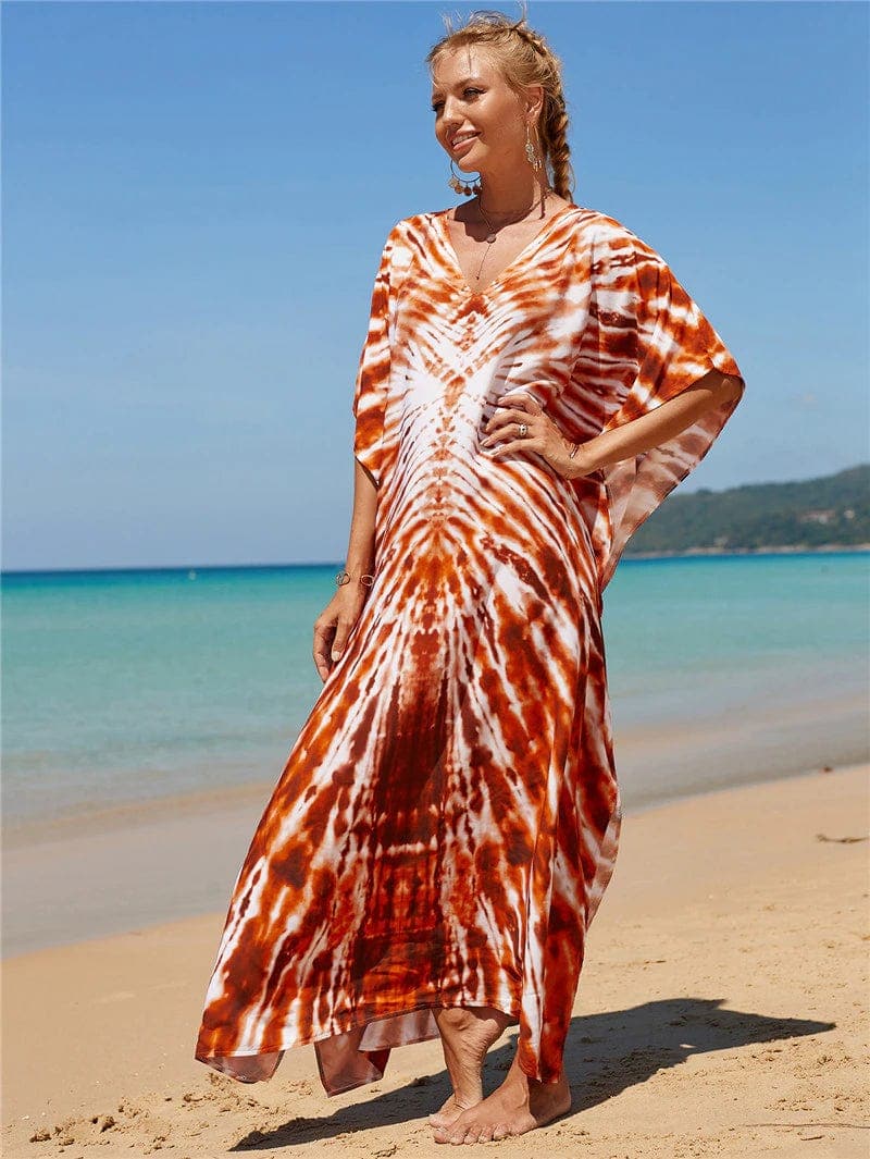 Orange Tie Dye Beach Dress Buddhatrends