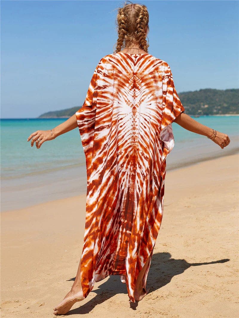 Orange Tie Dye Beach Dress Buddhatrends